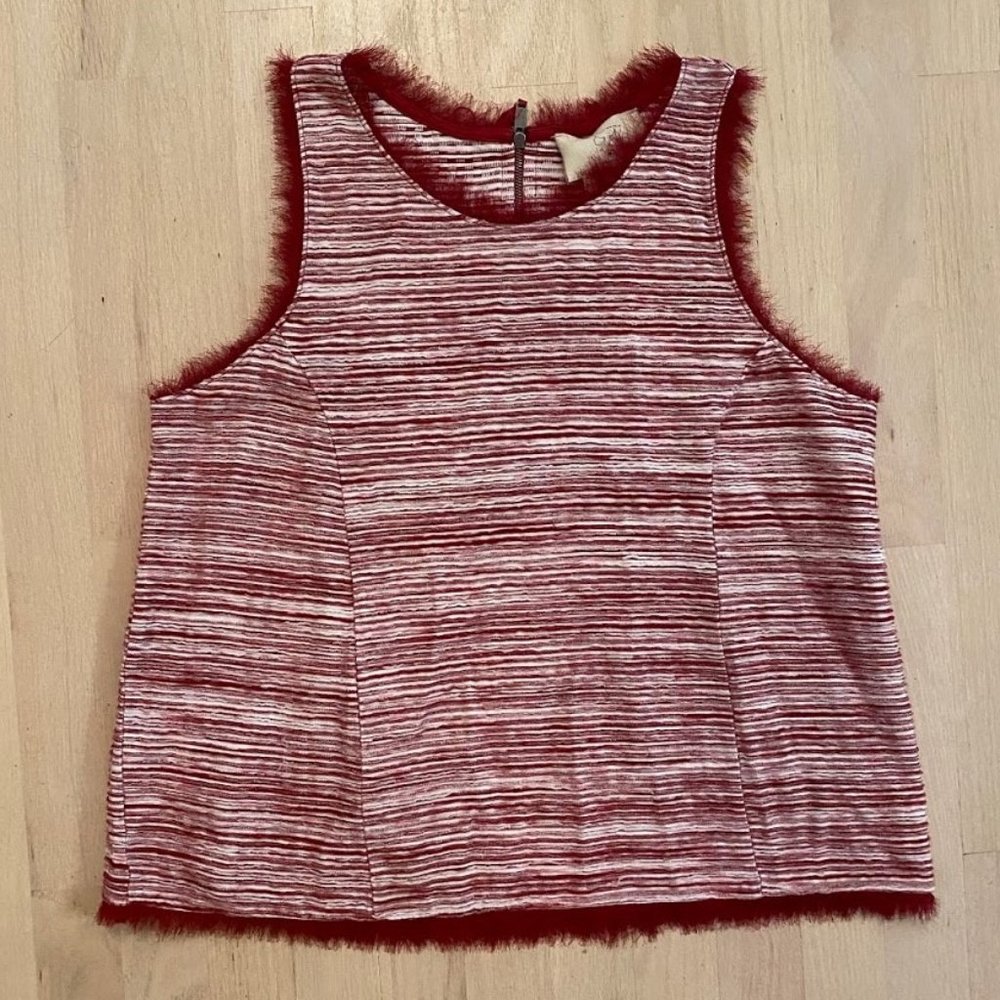 Anthropologie Vanessa Virginia textured red & white top sz L